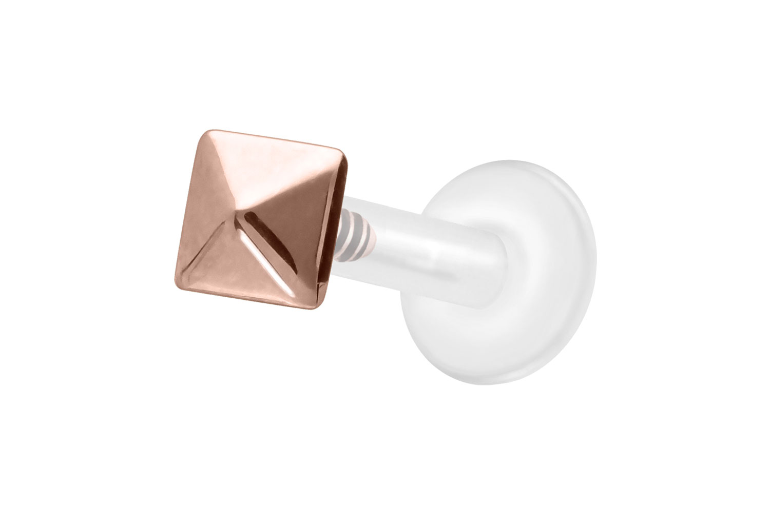 PTFE Labret Piercing mit Innengewinde + Titan-Aufsatz PYRAMIDE